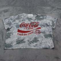 Coca Cola Shirt Womens 3XL Gray Tie Dye Crop Top Crew Neck Short Sleeve Casual T - £19.83 GBP