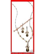 Necklace, Earring Cabochon &quot;Y&quot; Gift Set ~ Brown &amp; Silvertone ~ - $33.88 CAD