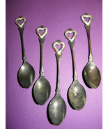 Five Vintage Stainless Steel Enameled Art Nouveau Style Demitasse Spoons - £62.48 GBP