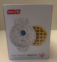 Dash Mini Snowflake Waffle Maker White Peppermint Candy Cane 4&quot; Non Stick - $15.00