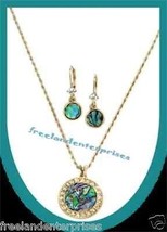 Necklace, Earring Geniune Abalone Pendant Goldtone Gift Set NEW Boxed - £23.49 GBP