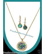 Necklace, Earring Geniune Abalone Pendant Goldtone Gift Set NEW Boxed - £23.32 GBP