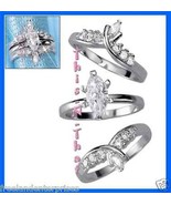 Ring CZ Marquise Set of Three Rings ~Silvertone~ Size 5 - $48.83 CAD