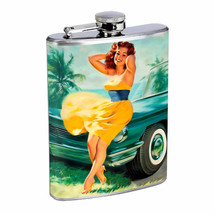 Flask 8oz Stainless Steel Classic Vintage Model Pin Up Girl Design-167 Whiskey - £11.83 GBP