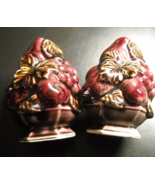 Inarco Salt and Pepper Shakers Purple Maroon Bowls of Fruit Vintage Japa... - $10.99