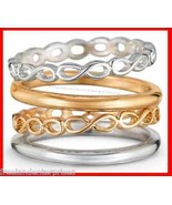 Ring Metal Twist 4-Piece Ring Set ~ Silvertone &amp; Goldtone ~ Size 8 ~ NEW... - £15.58 GBP