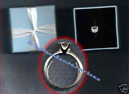 Ring Silvertone Sparkling CZ Solitaire in Giftbox SzMed - £27.55 GBP