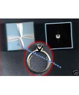 Ring Silvertone Sparkling CZ Solitaire in Giftbox SzMed - £27.29 GBP