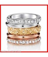 Ring Triple Threat 5-Piece Ring Set ~Silvertone-Goldtone-Rose~Size 8~ NE... - $27.09 CAD