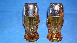 VTG Amber/Topaz Salt & Pepper Glass Shakers Anchor Hocking "Georgian" Pattern - $9.85