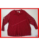 Womens Clothing Kathy Lee Lace Overlay Blouse 2XL Beautiful RED&#39; - $18.76