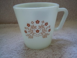 Vintage Summer Impression Ginger Brown Flower Pyrex Mug - $2.99