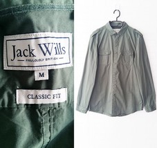 JACK WILLS Mens Green in Military Style Long Sleeve Chest Pockets Shirt ... - $17.60