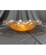 Vintage Orange Ruffled Large Carnival Glass Bowl Over 11&quot; Diameter - £19.97 GBP