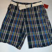 Mossimo Mens  Boys Flat Front  Shorts  with Belt Size 30 NWT Plaids - £15.73 GBP