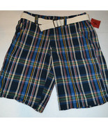Mossimo Mens  Boys Flat Front  Shorts  with Belt Size 30 NWT Plaids - £15.93 GBP