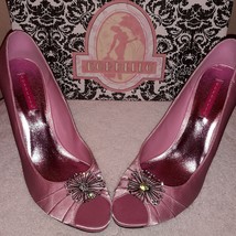 New BANDOLINO Shoes Heels PINK SATIN with RHINESTONES US SIZE 11MB MEDIUM - £51.14 GBP