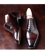 Handmade Men&#39;s Brown Brogue Cowhide Leather Oxford Lace Up Dress Formal ... - $132.18