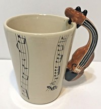 Violin Fiddle Handle Shape Mug Cup Coffee Tea Music Instrument Notes Cer... - $12.60