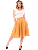 Mustard Gold Retro High Waist Full Flare Skirt w Pockets Size Small - He... - £27.14 GBP