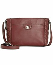 Giani Bernini Red Wine Pebbled Leather Handbag Quilted Sides Crossbody Bag - £30.81 GBP