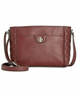 Giani Bernini Red Wine Pebbled Leather Handbag Quilted Sides Crossbody Bag - £30.66 GBP