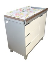 Modern Baby Changing Table Dresser w/ 3 Drawers & Cabinet Storage Gray White image 11