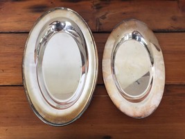 Pair Vtg Antique W &amp; S Blackinton Lunt M15 Silverplated Oval Platter Tra... - £47.40 GBP
