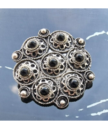 VINTAGE 925 STRELING SILVER BLACK ONYX BROOCH PENDANT - $1,076.40 MXN