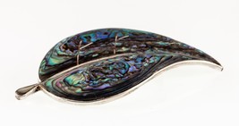 Mexico Sterling Silver Abalone Inlay Brooch Gorgeous! - £94.96 GBP
