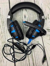 Gaming Headset PC Stereo Earphones Headphones Microphone Blue - £22.23 GBP