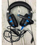 Gaming Headset PC Stereo Earphones Headphones Microphone Blue - £22.56 GBP