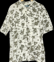 Big Dogs Mens Knit Button Up Shirt Size Large All Over Print Tropical Cream Dogs - £9.42 GBP