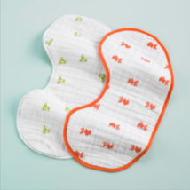 Aden + Anais Baby Burpy Bib Frogs and Fish Goldfish White Orange Green NEW - £19.77 GBP