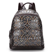 Retro Mini Backpack Handmade Embossing Shoulder Bag Women Backpack 2022 New Leat - £96.35 GBP