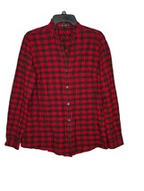 J.McLaughlin Women&#39;s Shirt Plaid Long Sleeve Button Up Ruffle Collar Red Medium - £23.25 GBP