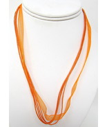 Orange Ribbon Necklace 18&quot; - 20&quot; Choker Organza 3 Waxed cords US Seller ... - $9.40