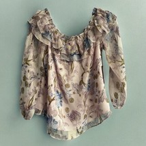 Lavender Shirt Off Shoulder Blouse Vince Camuto Womens Size S Floral Ruffles NWT - £26.02 GBP