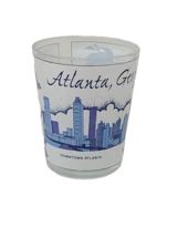 Atlanta Georgia City Skyline Shot Glass White and Blue Souvenir - $8.90