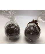 TAG Candle Ball Sphere Pair 3" Chocolate Brown Crate Barrel Vintage 1996 New NOS - $24.49