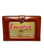 Vintage Executive 32 Wallet Pictures Credit Cards Cash ID Snap Vinyl Brown - £11.68 GBP