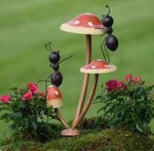 Zaer Ltd. Metal Ants on Mushrooms Short Garden/Pot Stake (2 Ants, Standing) - £35.93 GBP+