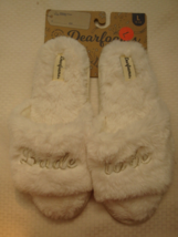 New Dearfoams Memory Foams House Slide Slippers Fluffy White Bride To Be L 9-10 - £22.21 GBP