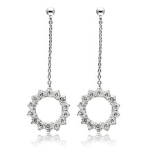 3W081 - Rhodium Brass Earrings with AAA Grade CZ  in Clear - $413.39 MXN