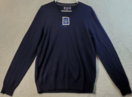 Club Room Sweater Men Size Small Navy Knit Merino Wool Long Raglan Sleeve V Neck - £17.67 GBP