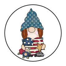30 Gnome 4TH Of July Envelope Seals Labels Stickers 1.5&quot; Round Patriotic Flag - £5.97 GBP