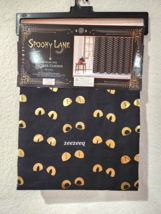 HALLOWEEN BLACK GOLD METALLIC SPOOKY EYES FABRIC SHOWER CURTAIN 72&quot; X 72&quot; - $501.56 MXN