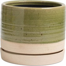 Herduk 8 Inch Plant Pots, Green Cylinder Round Planter Pot,, With Draina... - $56.96