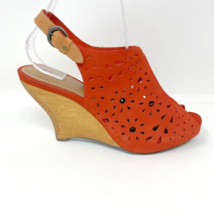 Schuler &amp; Sons Philadelphia Womens Rust Red Leather Lasercut Wedge Heel ... - $32.62