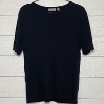 Croft &amp; Barrow Crewneck Ribbed Black Short Sleeve Shirt Womens XL - £15.68 GBP